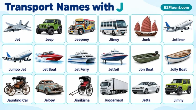 32 Transport Names That Start with J in English