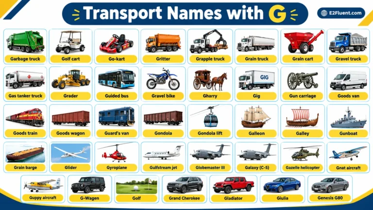 40+ Transport Names That Start with G