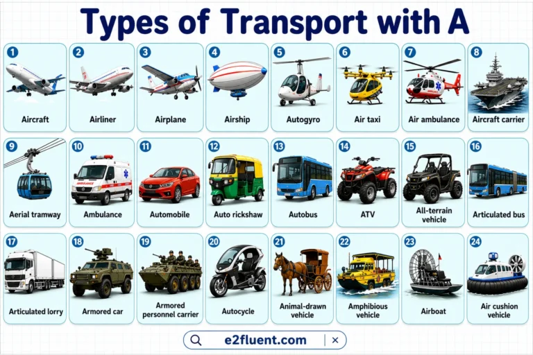 26 Types of Transportation with A and Their Pictures